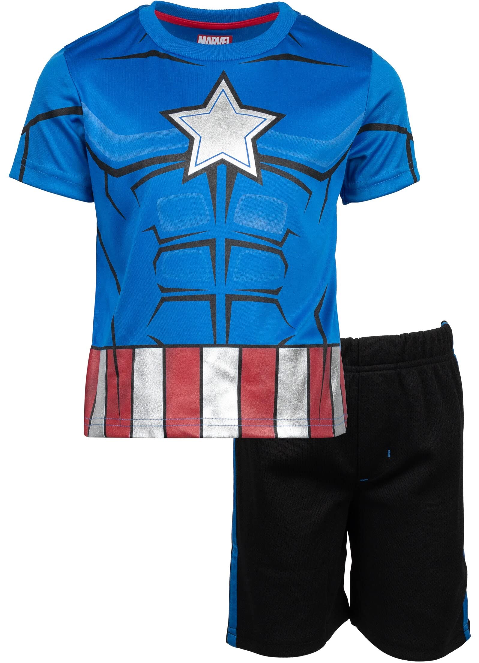 Marvel Avengers Captain America Iron Man Venom Hulk Cosplay Athletic T-Shirt and Shorts Outfit Set Toddler to Little Kid